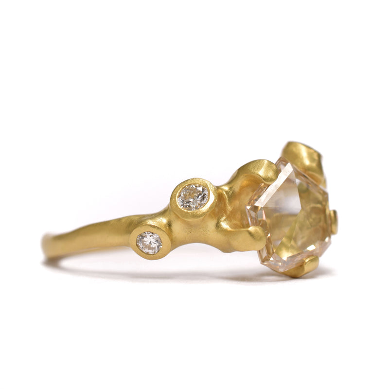 Geometric Cut Diamond Ring. Unconventional organic engagement ring. Available at Ninos Studio.