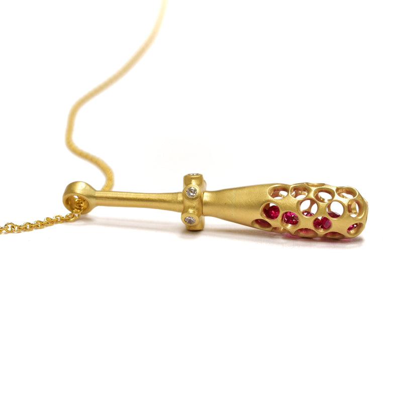 Gold and Ruby Necklace. By Johnny Ninos, available at Ninos Studio. 